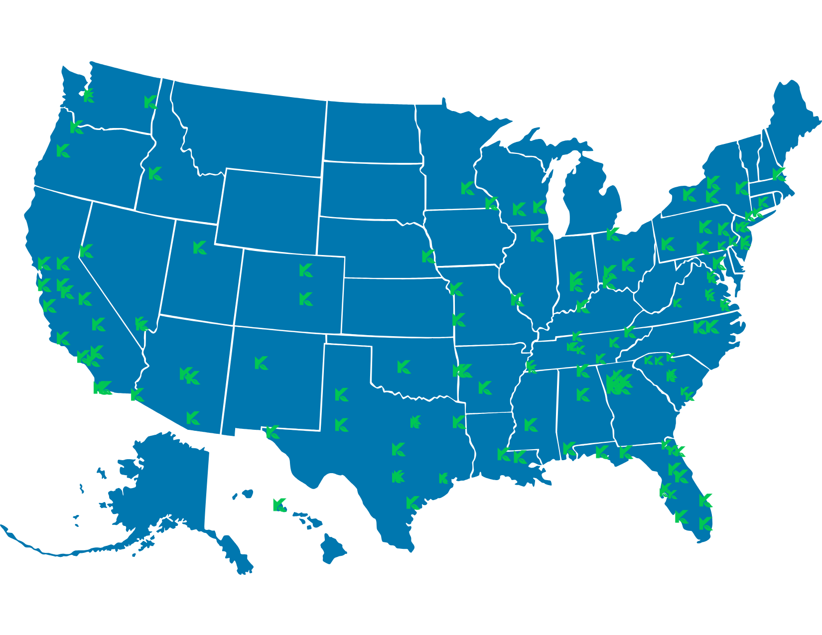 Map of Kept Companies locations across the United States
